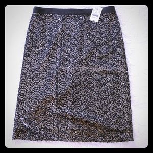 NWT J. Crew Factory silver sequin pencil skirt