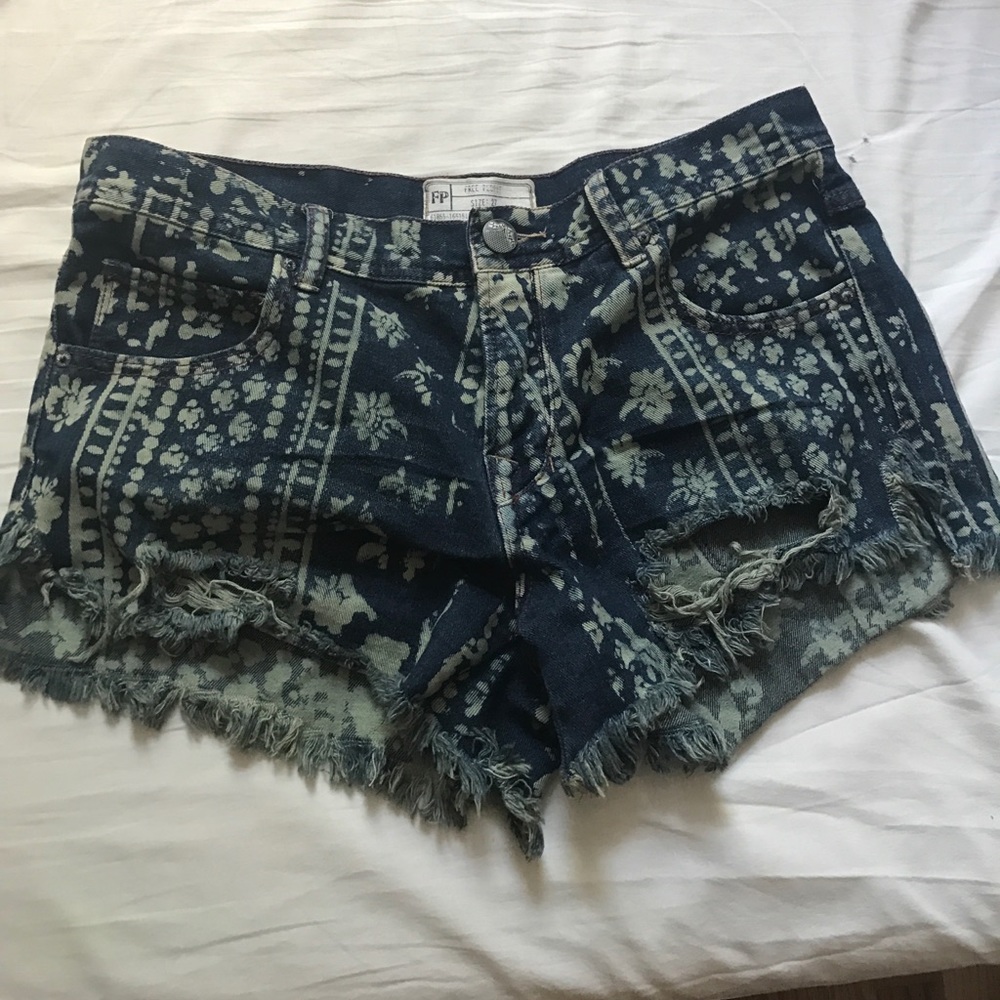 Free people denim pattern shorts