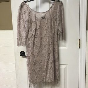 Beige 1/2 sleeve lace dress