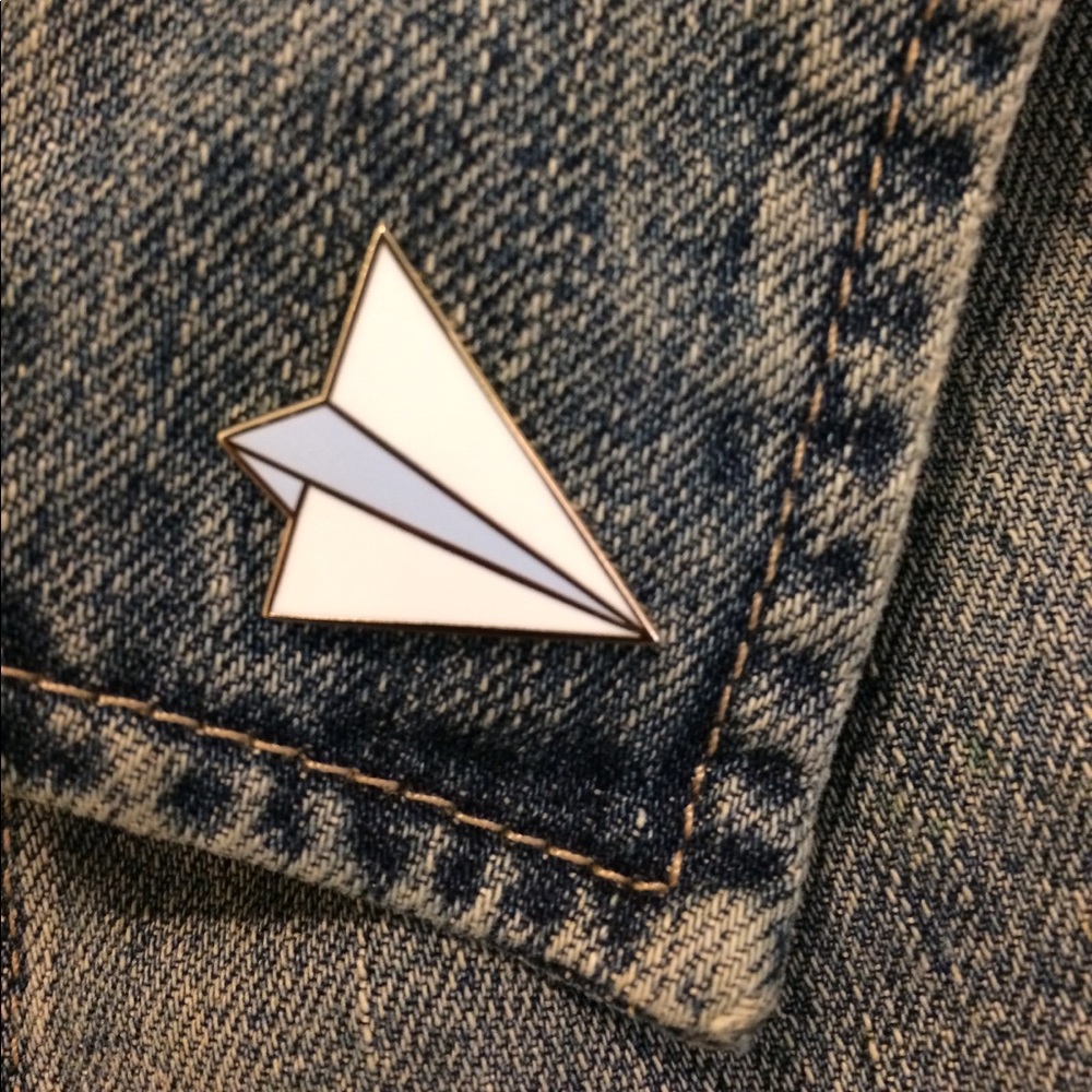 Origami Paper Plane Enamel Pin