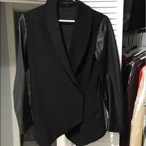 Theory Blazer with Leather Sleeves