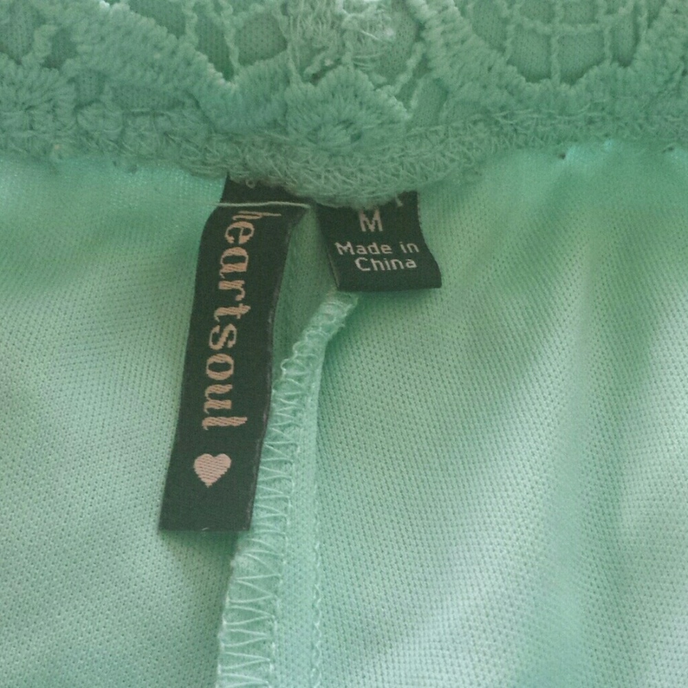 HeartSoul Seafoam/Aqua/Mint Lace Shorts - Picture 6 of 8