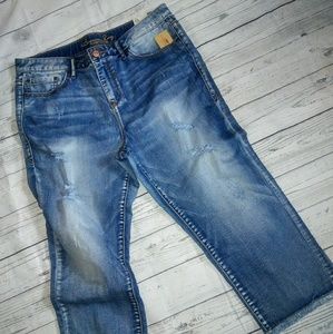 Blue Distressed American Rag Crop Jeans Size 15