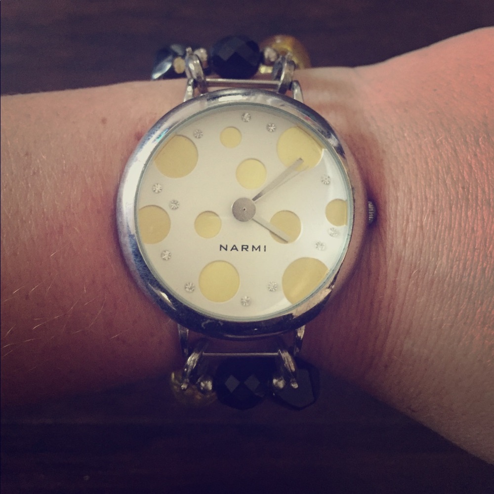 Handmade Black and Gold Beaded Watch