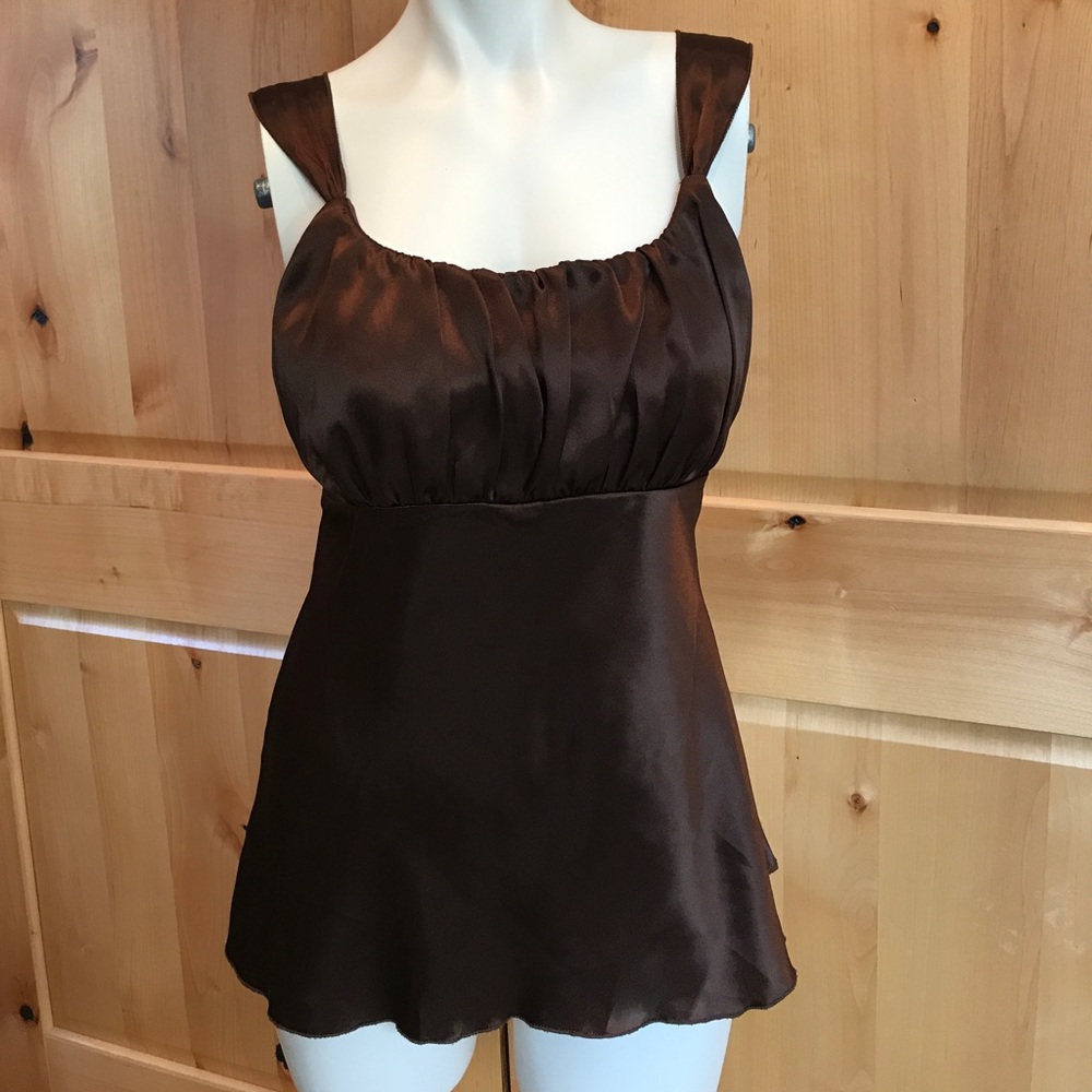 Brown silk tank top