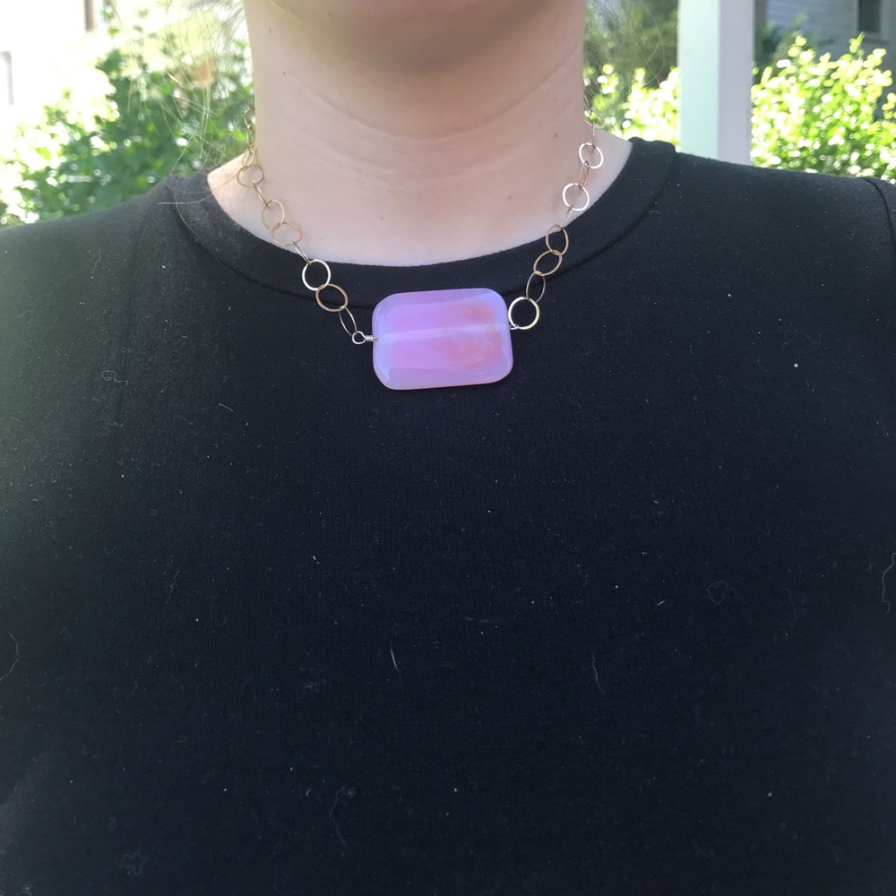 Pink stone necklace