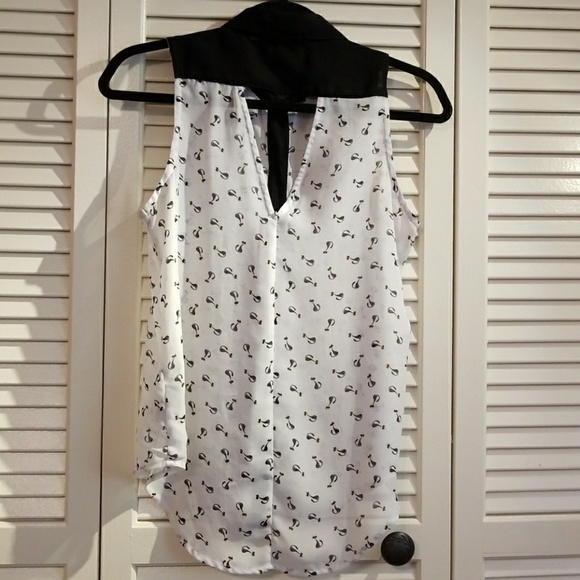 Black and White Cat Print Top - Picture 2 of 4