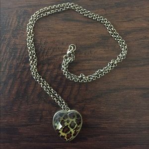 Betsey Johnson Necklace with Leopard Heart Pendant