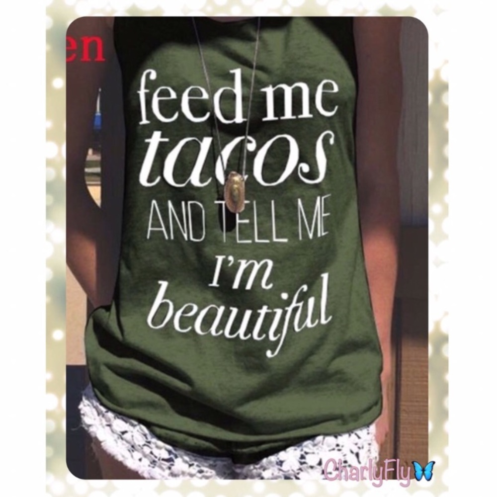 ARMY GREEN Tacos & Beautiful Racerback Tank 🌮