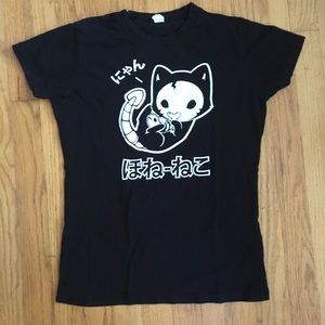 Skeleton Cat Japanese T-Shirt