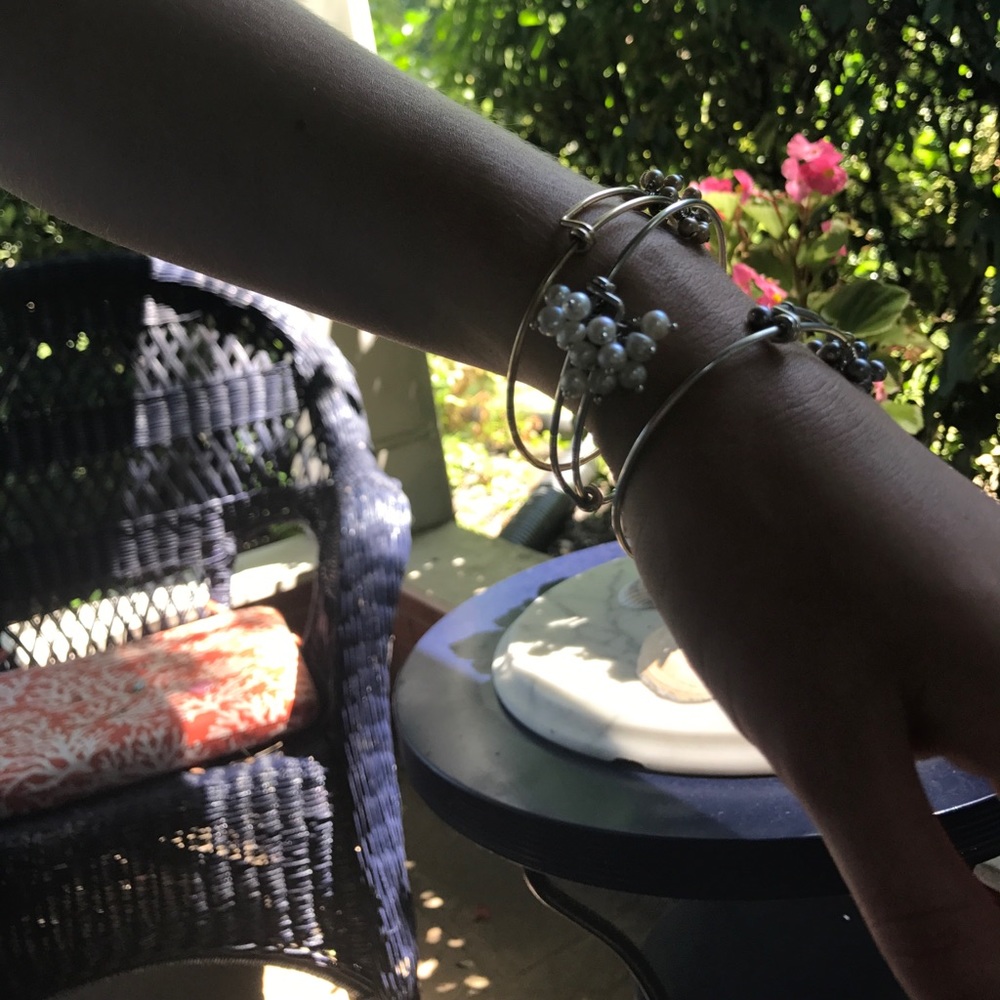 Fresh water pearl adjustable bangle bracelet