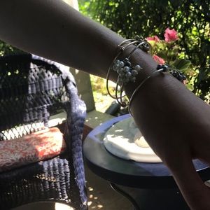 Fresh water pearl adjustable bangle bracelet