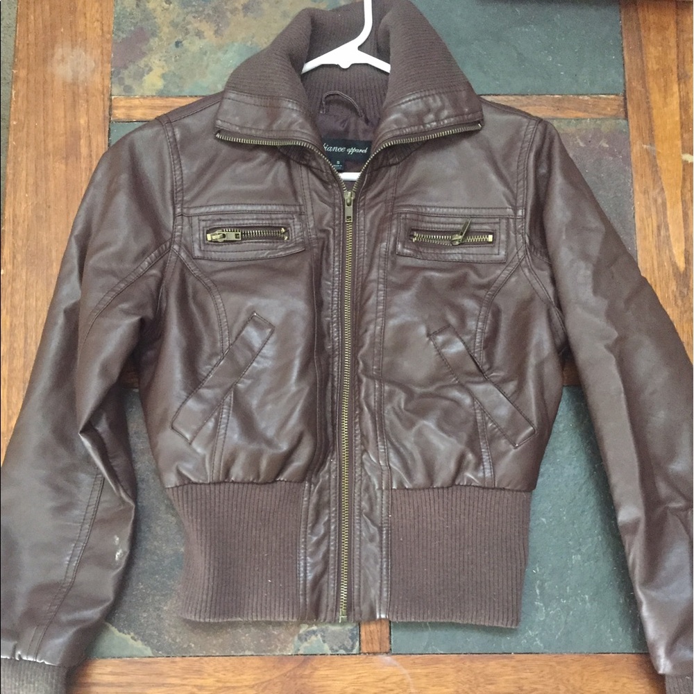 Brown leather jacket. Size small.