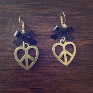 Betsey Johnson Gold Peace Sign Eartings