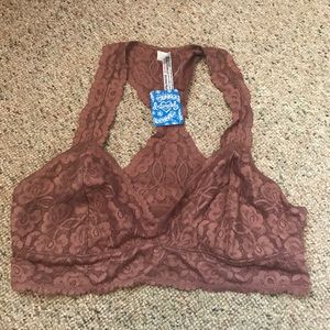 NWT WOMENS FREE PEOPLE LACE RACER BACK BRALETTE-L