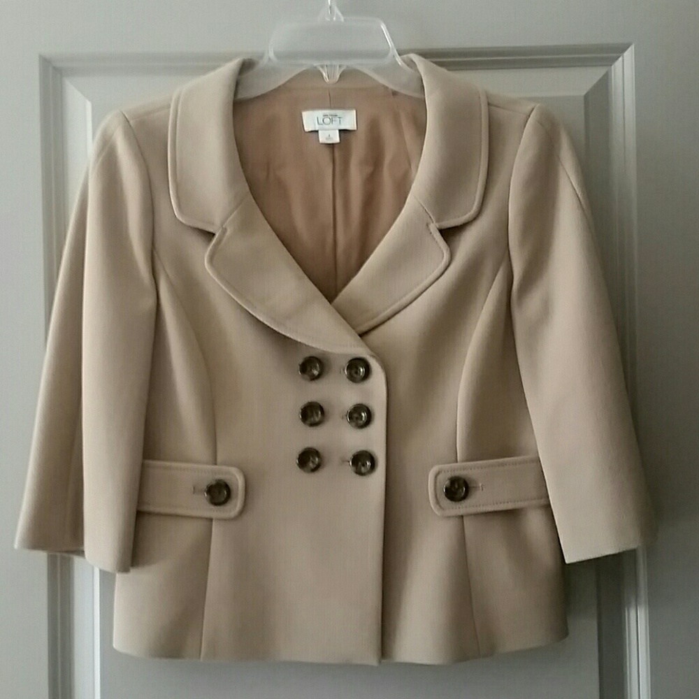 LOFT Tan 3/4 Sleeve Blazer Size 4