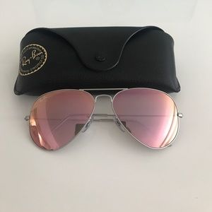 NWOT Rayban Pink Mirror Aviators 59mm