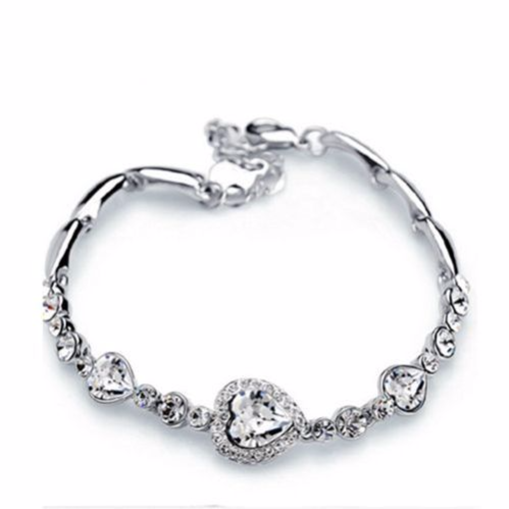 New White heart Bracelet with rhinestone
