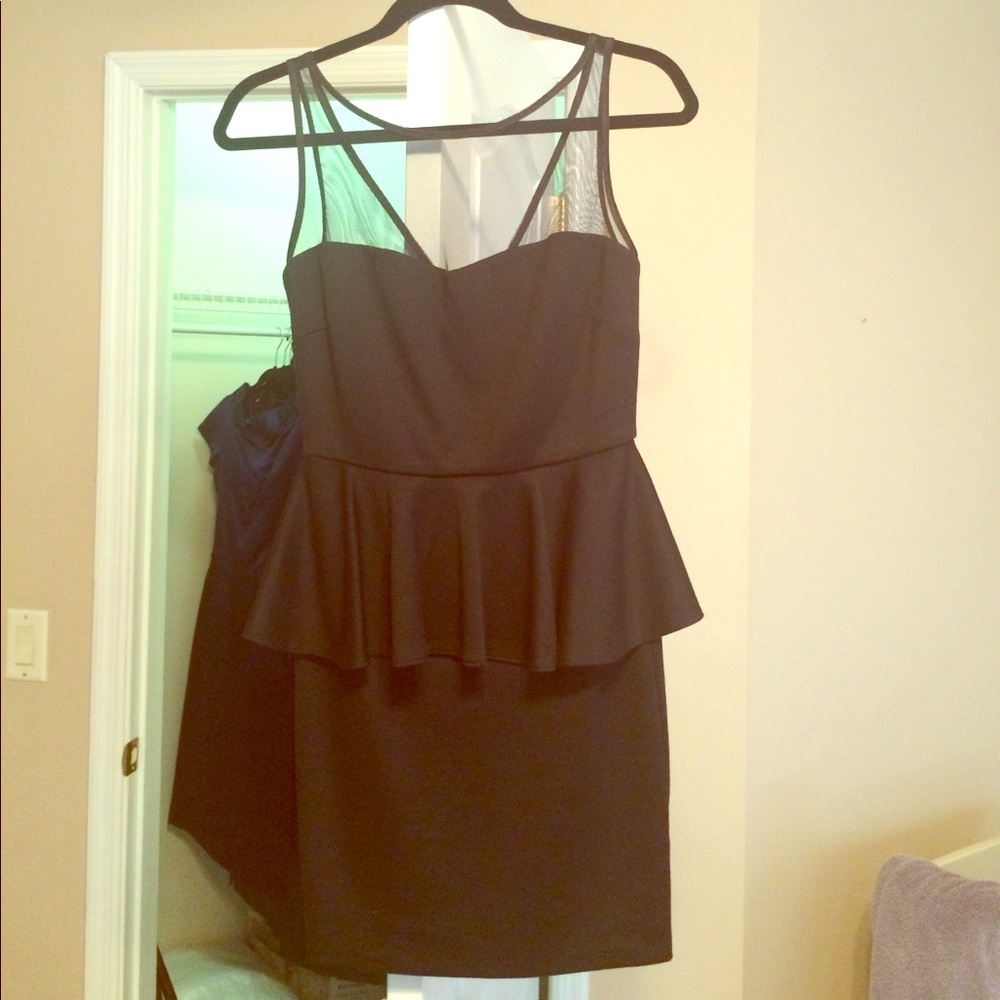 Aqua Black Peplum Dress NEW