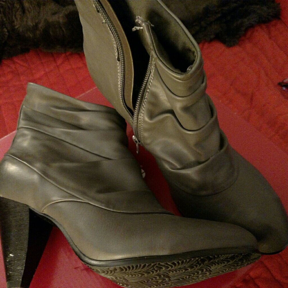 Gray ankle boots