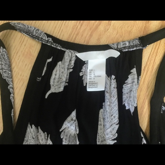 Summer Dress (Size L) Black Dress, Feather Design - Picture 3 of 4