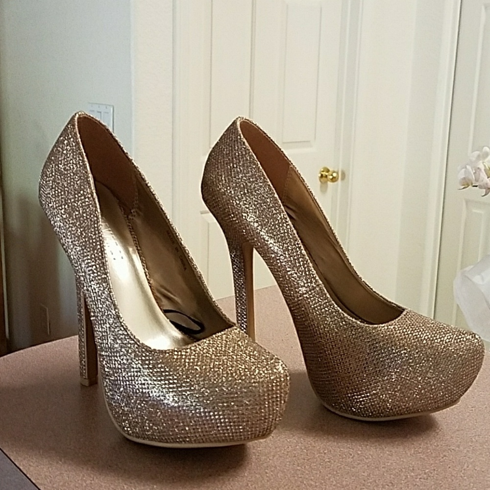 Gold high heels