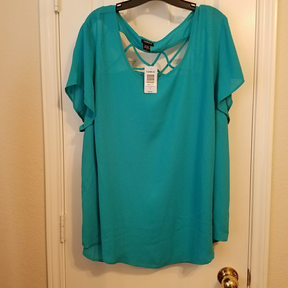 Torrid - Georgette Cage Back Cutout Blouse