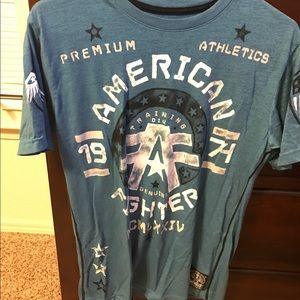 Blue American fighter short sleeve Tee