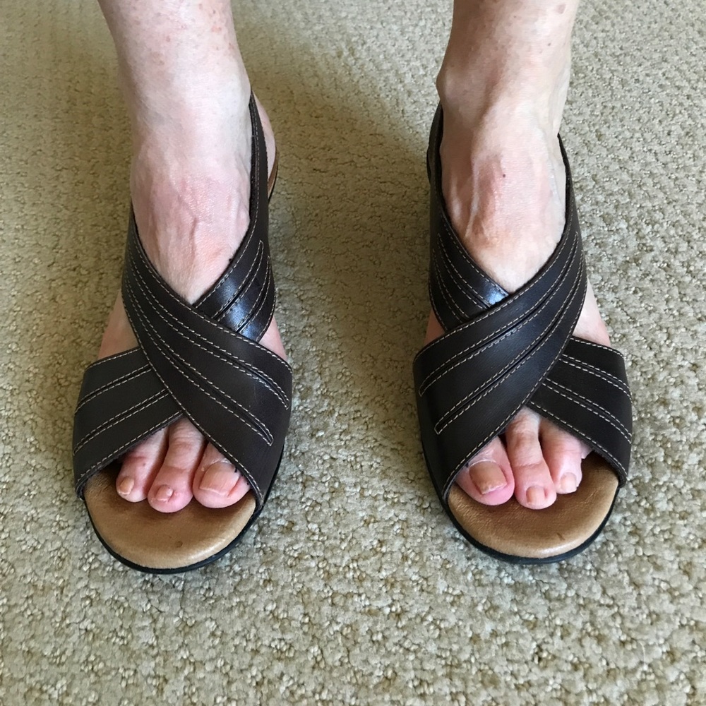 Clarks Brown Heeled Sandals