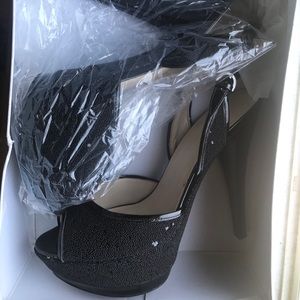 Nine West Black Shimmer Heels