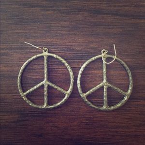 Gold Peace Sign Earrings