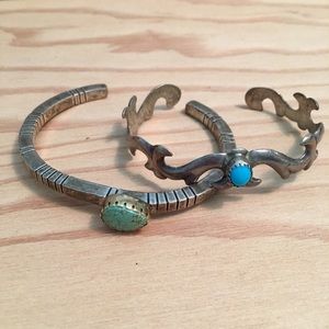 Silver & turquoise bracelet pair