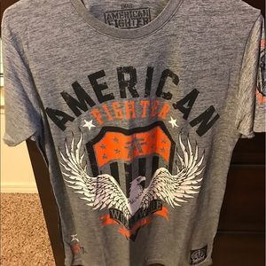Grey and orange American Fighter tee
