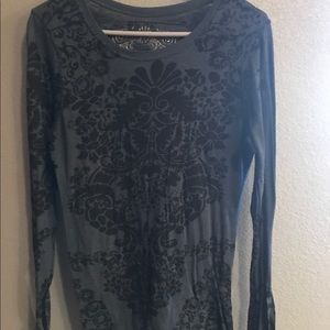 Blue and black long sleeve burn out L