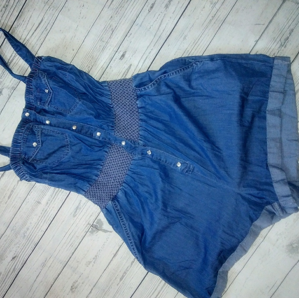Blue Denim American Rag Romper w/ Pockets