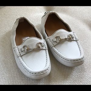 Gucci white leather horsebit loafer