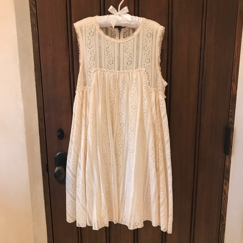 Free People Cream Lace Shift Dress