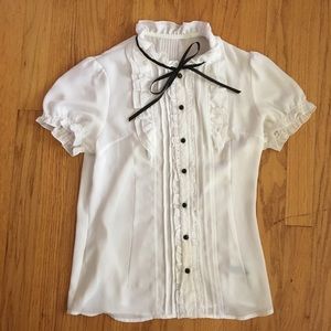 Japanese Chiffon Lace Ruffle Blouse
