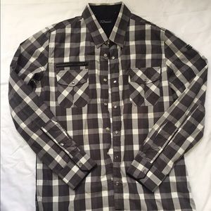 7 Diamond Grey Plaid Button Up / Flannel
