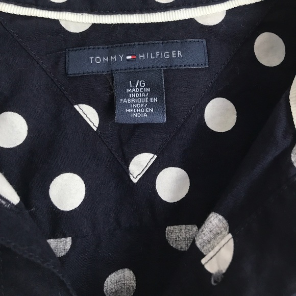 Tommy Hilfiger Button Down Shirt Navy, White polka - Picture 2 of 3