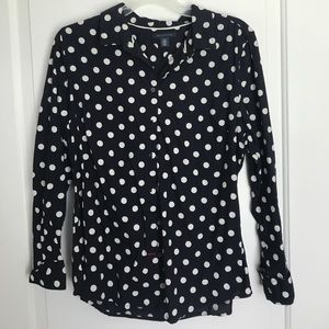 Tommy Hilfiger Button Down Shirt Navy, White polka