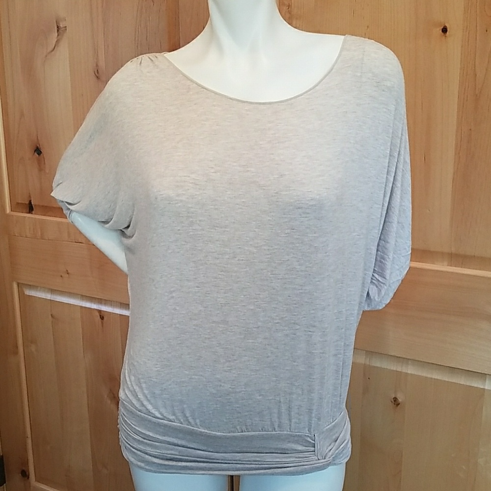 Dolman short sleeve tan top