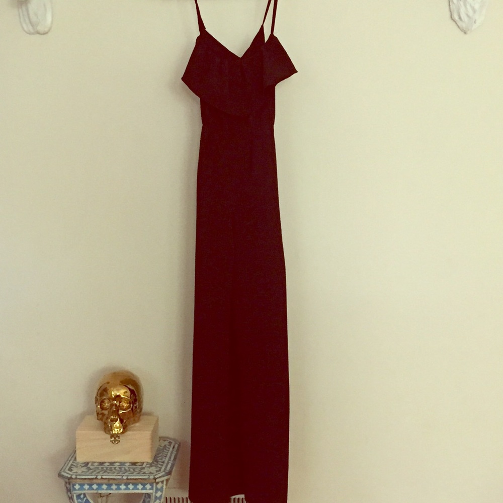 Black silk jumpsuit