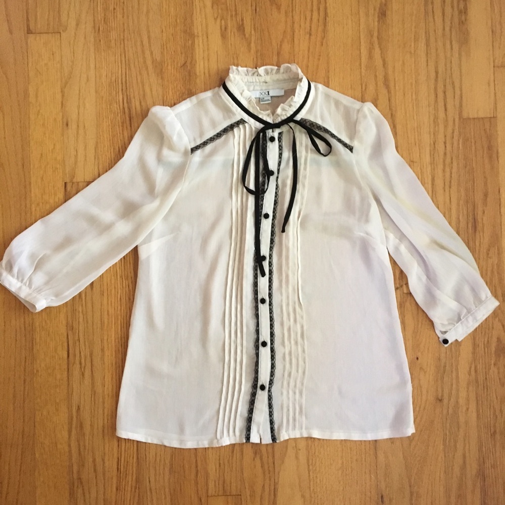 Lace Ruffled Chiffon Blouse