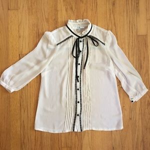 Lace Ruffled Chiffon Blouse