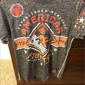 Men's grey and orange ombré American fighter tee