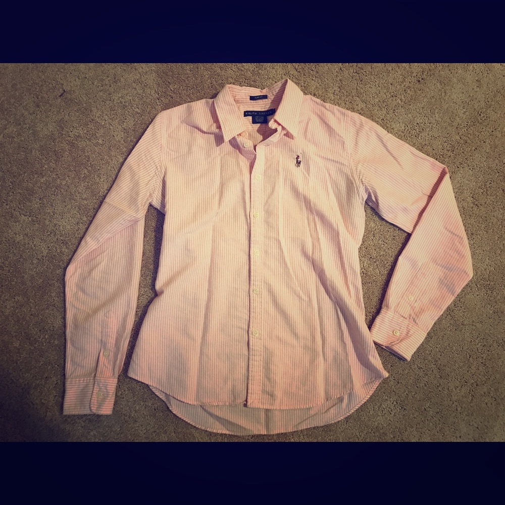 Ralph Lauren women’s light pink button down polo