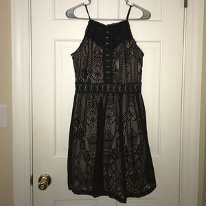 Francesca's NWT black and nude lace dress