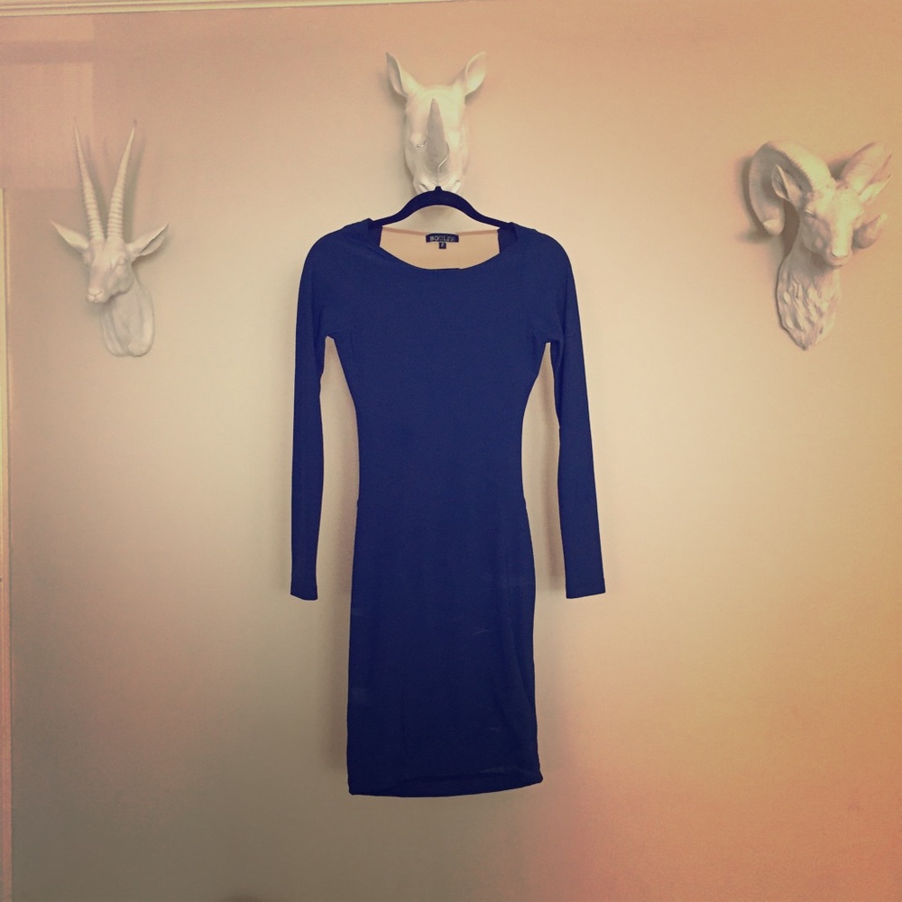 Long sleeve body con dress