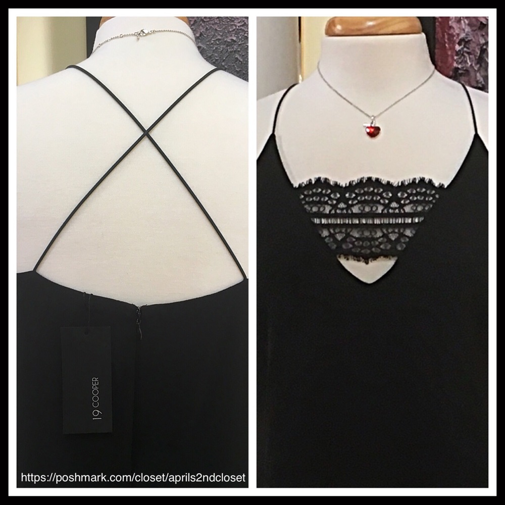 19 COOPER VEGAN LEATHER STRAPS BLACK SLIP DRESS - Picture 4 of 6